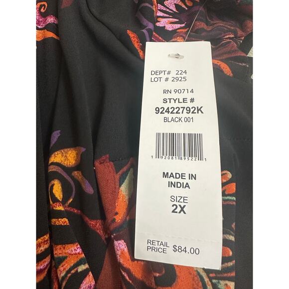 NWT MSK Black Paisley Print Midi Flowy Dress Women's Plus Size 2X - Picture 5 of 9